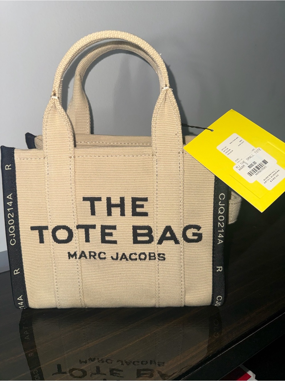 Marc Jacobs Beige Canvas 'The Tote Bag' Mini Tote with Black Accents